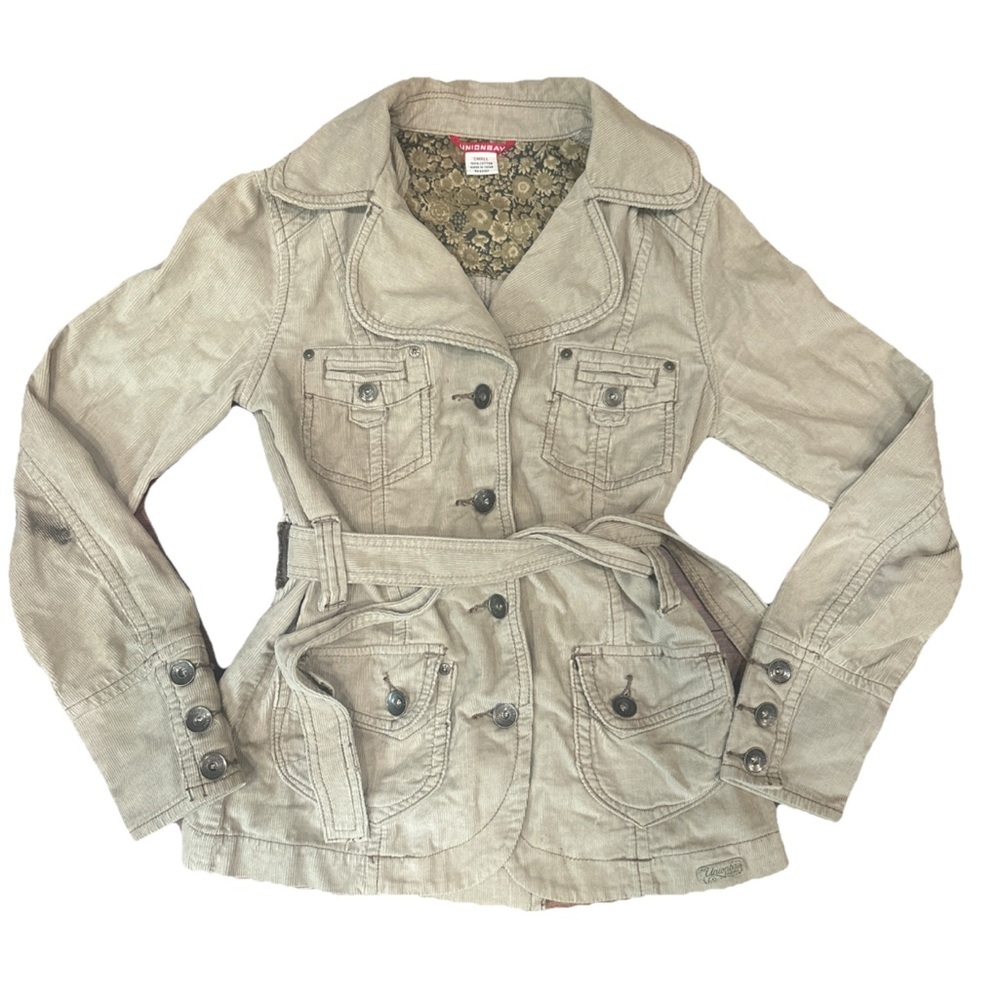 Y2K Vintage Union Bay Corduroy Khaki Small Blazer Jacket - Picture 2 of 8